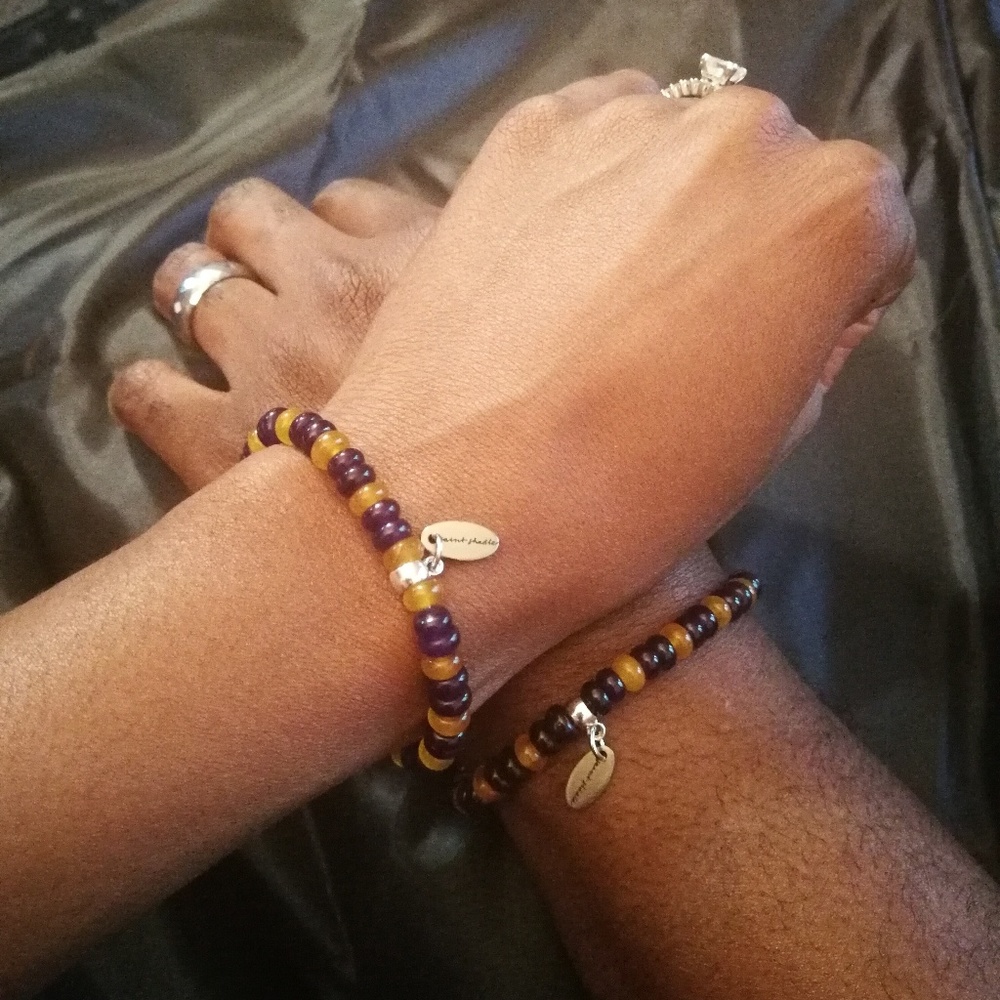 Handmade: Purple & Gold jade gemstone bracelet